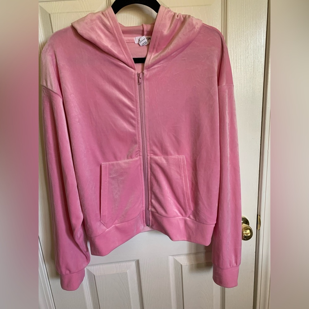 Pink Velour Zip-Up Hoodie with matching pants